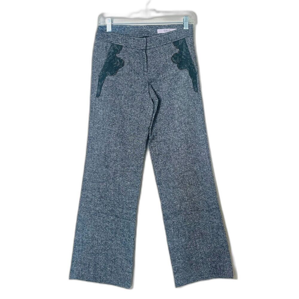 RED Valentino Charcoal Tweed Wool Pants Applique EU38 US 6/8